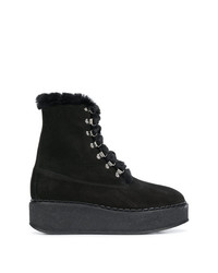 Женские черные замшевые ботинки на шнуровке от Moncler