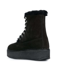 Женские черные замшевые ботинки на шнуровке от Moncler