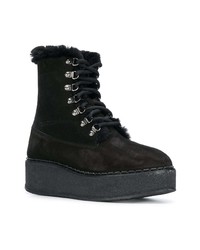 Женские черные замшевые ботинки на шнуровке от Moncler