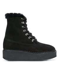 Женские черные замшевые ботинки на шнуровке от Moncler