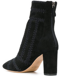 Женские черные замшевые ботинки с вышивкой от Alexandre Birman