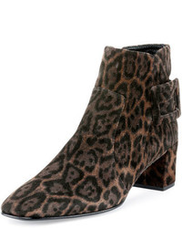 Черные замшевые ботинки с леопардовым принтом