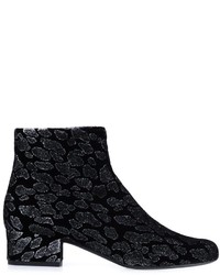 Женские черные замшевые ботинки с принтом от Saint Laurent