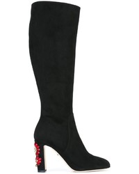 Женские черные замшевые ботинки с украшением от Dolce & Gabbana