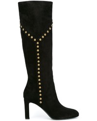 Женские черные замшевые ботинки с шипами от Saint Laurent