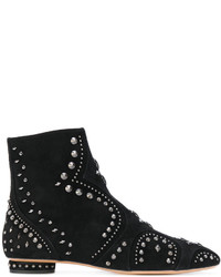 Женские черные замшевые ботинки с шипами от Valentino