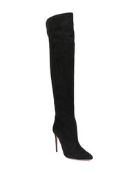 Черные замшевые ботфорты от Aquazzura