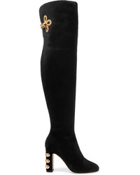 Черные замшевые ботфорты от Dolce & Gabbana