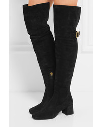 Черные замшевые ботфорты от Prada