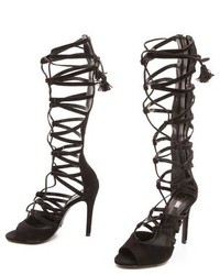 Черные замшевые высокие гладиаторы от Schutz