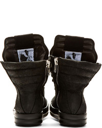 Женские черные замшевые высокие кеды от Rick Owens