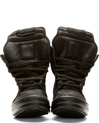 Женские черные замшевые высокие кеды от Rick Owens