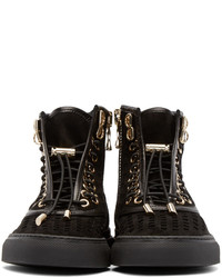 Женские черные замшевые высокие кеды от Balmain