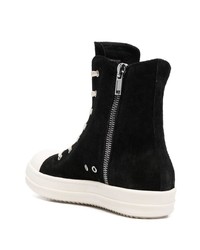 Мужские черные замшевые высокие кеды от Rick Owens