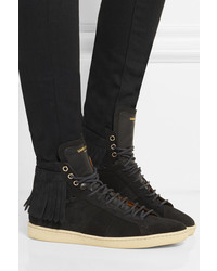 Женские черные замшевые высокие кеды от Saint Laurent