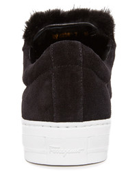 Женские черные замшевые кеды от Salvatore Ferragamo