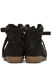 Черные замшевые кроссовки на танкетке от Isabel Marant