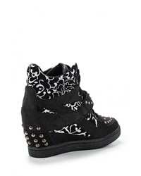 Черные замшевые кроссовки на танкетке от Burlesque