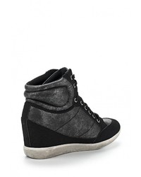 Черные замшевые кроссовки на танкетке от Burlesque