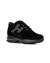 Черные замшевые кроссовки на танкетке от Hogan