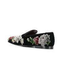 Мужские черные замшевые лоферы с вышивкой от Dolce & Gabbana