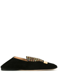 Женские черные замшевые лоферы с украшением от Sergio Rossi