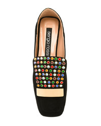 Женские черные замшевые лоферы с украшением от Sergio Rossi