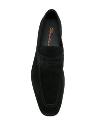 Мужские черные замшевые лоферы от Santoni