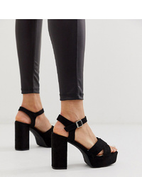 Черные замшевые массивные босоножки на каблуке от Glamorous