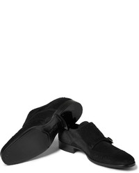 Черные замшевые монки с двумя ремешками от Alexander McQueen