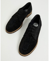 Черные замшевые плетеные туфли дерби