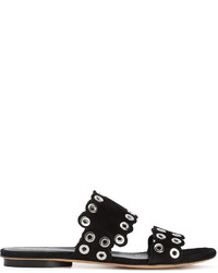 Черные замшевые сандалии на плоской подошве с шипами от Derek Lam