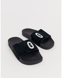 Черные замшевые сандалии на плоской подошве от adidas Originals