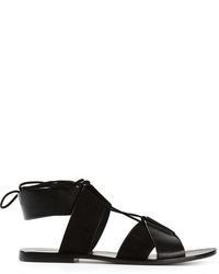 Черные замшевые сандалии на плоской подошве от Alexander Wang