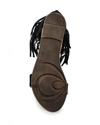 Черные замшевые сандалии на плоской подошве от Anesia