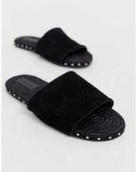 Черные замшевые сандалии на плоской подошве от ASOS DESIGN
