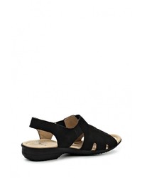 Черные замшевые сандалии на плоской подошве от Caprice