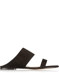 Черные замшевые сандалии на плоской подошве от Gianvito Rossi