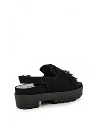 Черные замшевые сандалии на плоской подошве от Grand Style