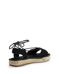 Черные замшевые сандалии на плоской подошве от Ideal