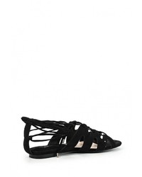 Черные замшевые сандалии на плоской подошве от Mango