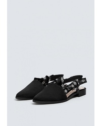 Черные замшевые сандалии на плоской подошве от Pull&Bear