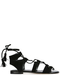 Черные замшевые сандалии на плоской подошве от Stuart Weitzman