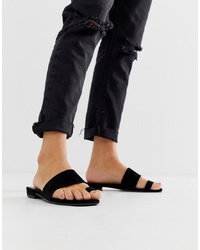 Черные замшевые сандалии на плоской подошве от Vagabond