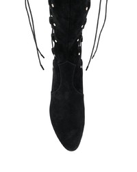 Черные замшевые сапоги от Saint Laurent