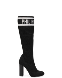Черные замшевые сапоги от Philipp Plein