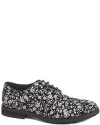 Черные замшевые туфли дерби с цветочным принтом