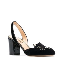 Черные замшевые туфли с вышивкой от Charlotte Olympia