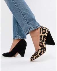 Черные замшевые туфли с леопардовым принтом