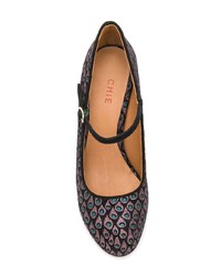 Черные замшевые туфли с принтом от Chie Mihara